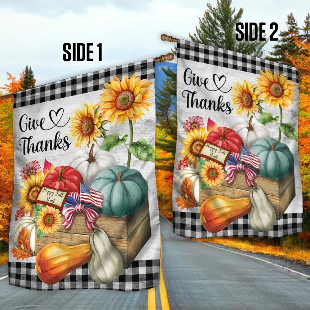 Halloween Pumpkin Give Thanks Happy Fall Y’all Thanksgiving Halloween Flag MLN548F