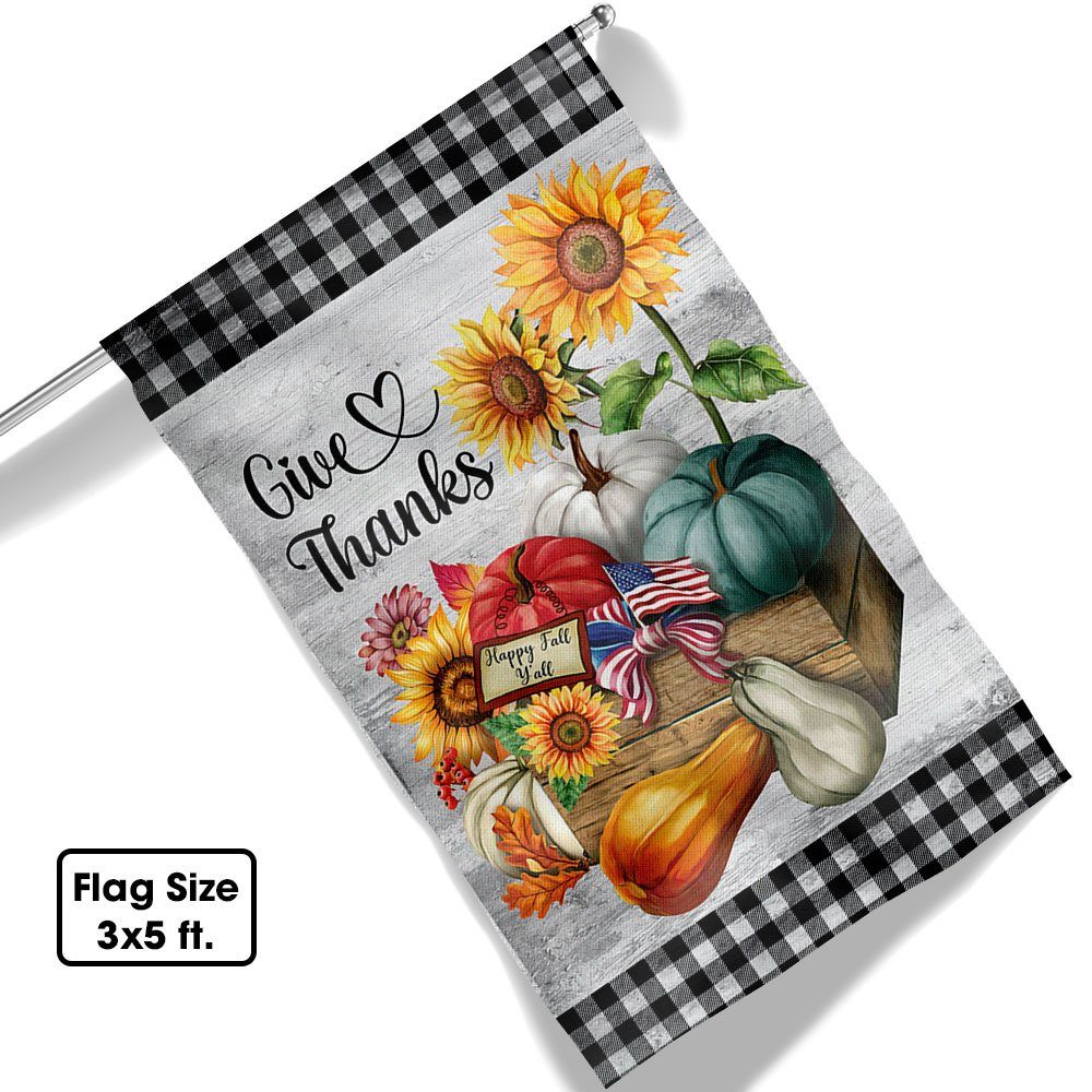 Halloween Pumpkin Give Thanks Happy Fall Y’all Thanksgiving Halloween Flag MLN548F