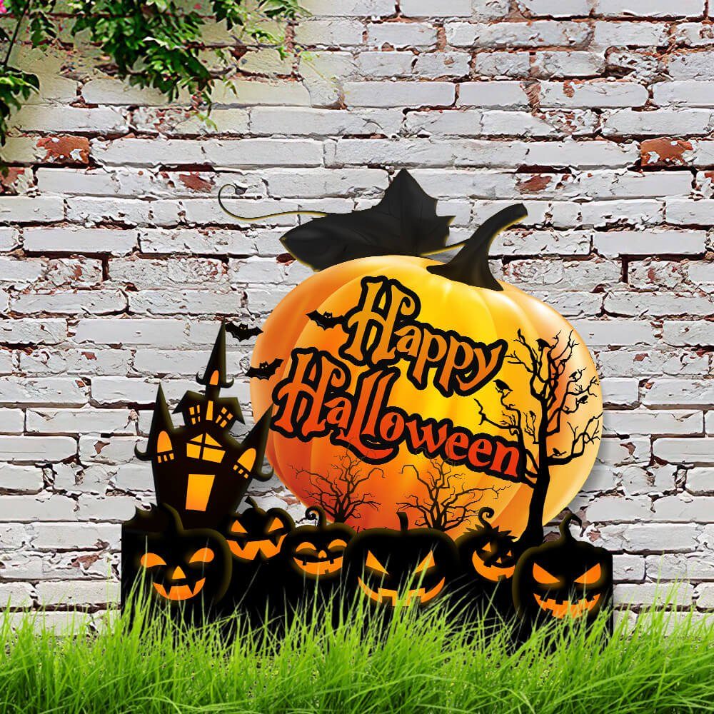 Halloween Pumpkin Scary Night Garden Metal Sign ANT163MS