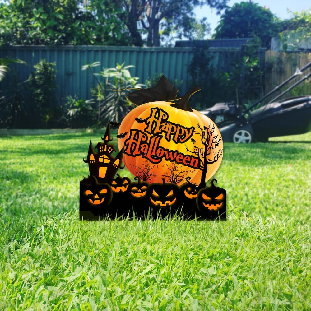 Halloween Pumpkin Scary Night Garden Metal Sign ANT163MS