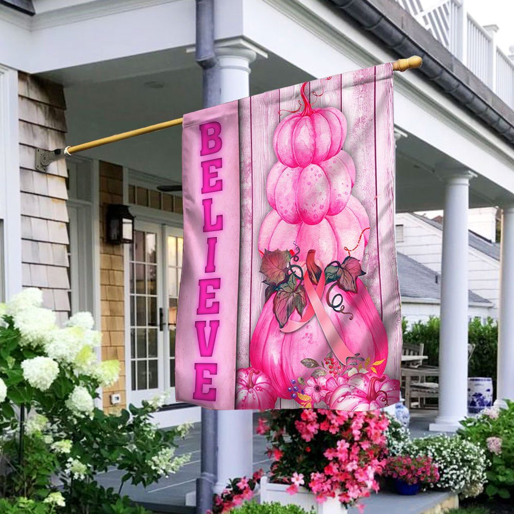 Halloween with Breast Cancer Pink Ribbon Pumpkin Breast Cancer Awareness Flag MLN591F