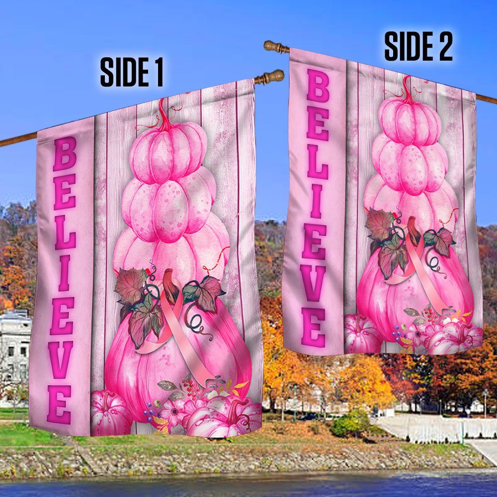 Halloween with Breast Cancer Pink Ribbon Pumpkin Breast Cancer Awareness Flag MLN591F