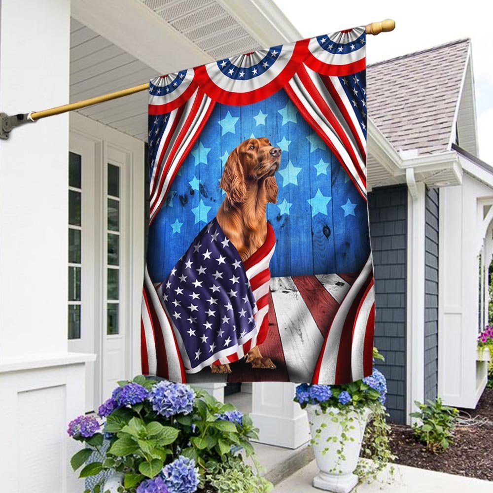 Happy 4th Of July. Irish Setter Patriotic Dog, American Flag TPT898Fv7