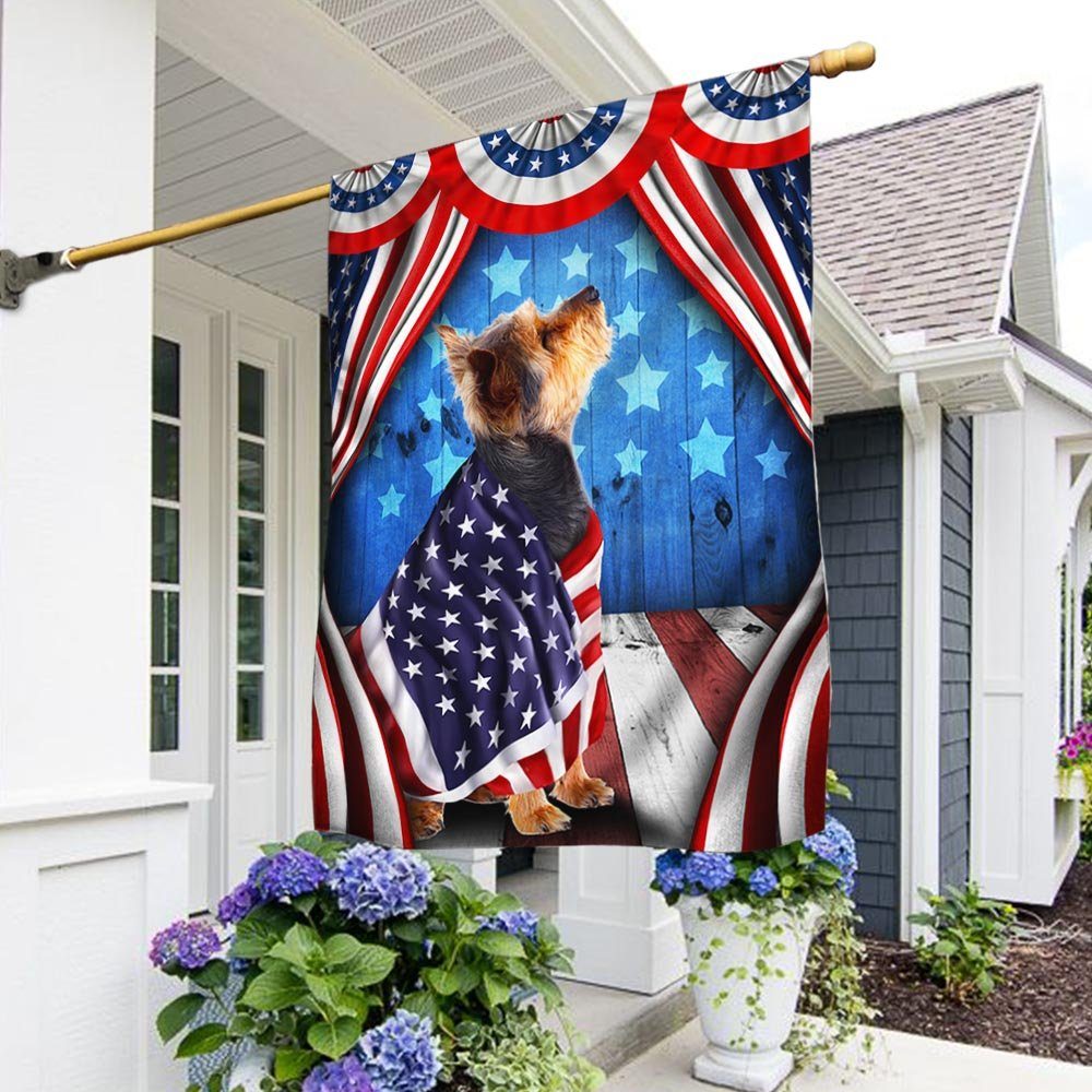 Happy 4th Of July. Yorkie, Yorkshire Terrier Patriotic Dog, American Flag TPT898Fv6