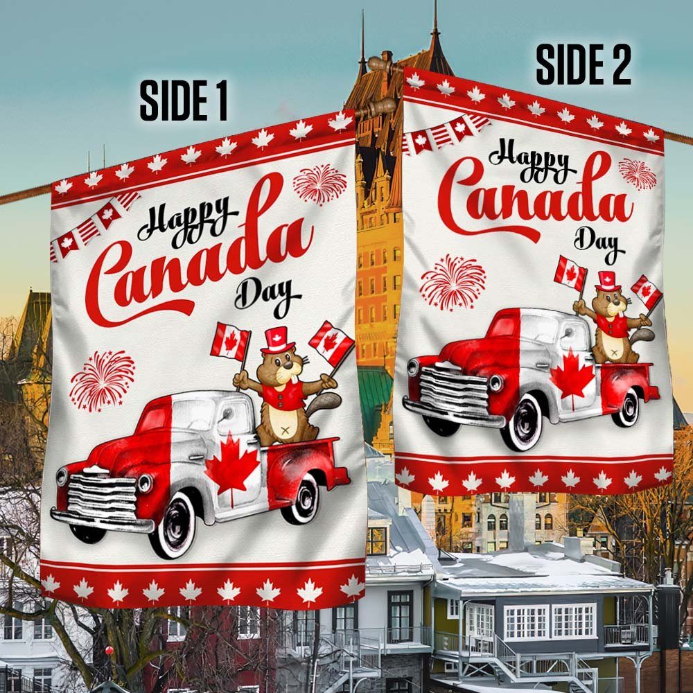 Happy Canada Day Beaver Truck Flag TQN1202F