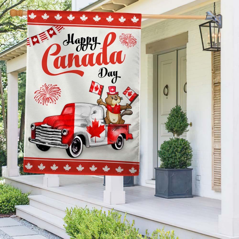 Happy Canada Day Beaver Truck Flag TQN1202F