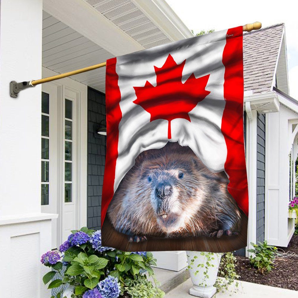 Happy Canada Day Flag. Canada’s Birthday Flag. Dominion Day Flag. Canada Beaver Flag LNT1888Fv1