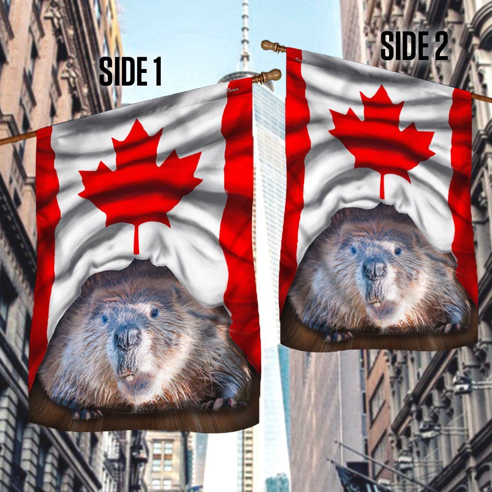 Happy Canada Day Flag. Canada’s Birthday Flag. Dominion Day Flag. Canada Beaver Flag LNT1888Fv1