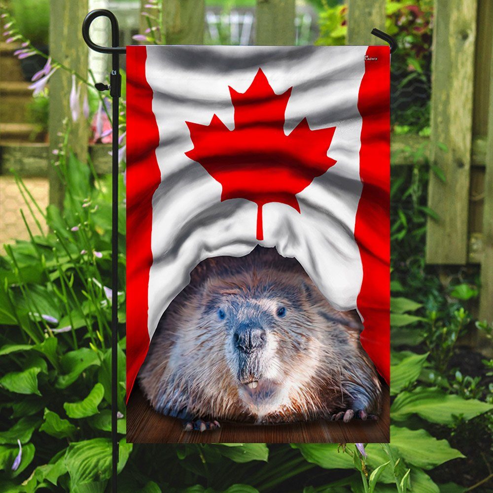 Happy Canada Day Flag. Canada’s Birthday Flag. Dominion Day Flag. Canada Beaver Flag LNT1888Fv1