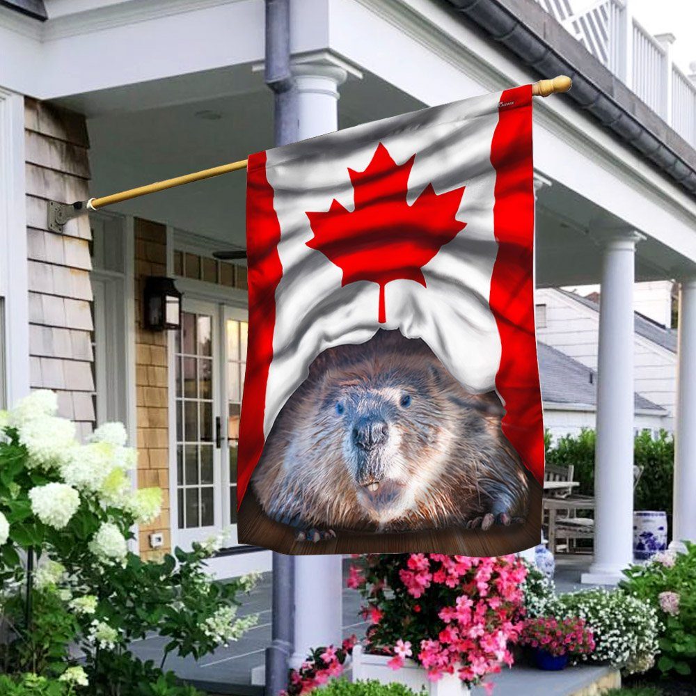 Happy Canada Day Flag. Canada’s Birthday Flag. Dominion Day Flag. Canada Beaver Flag LNT1888Fv1