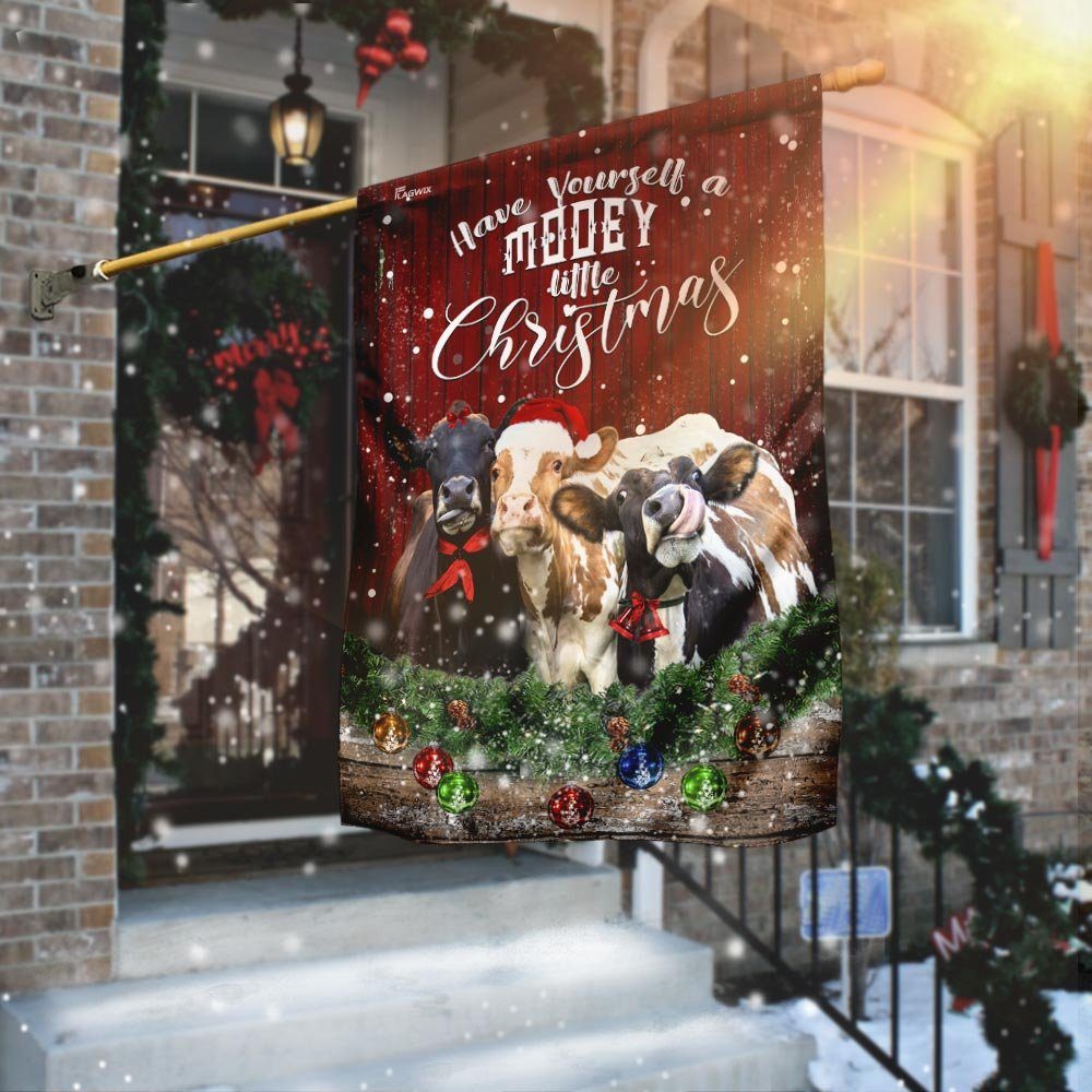 Happy Cattle Christmas Flag