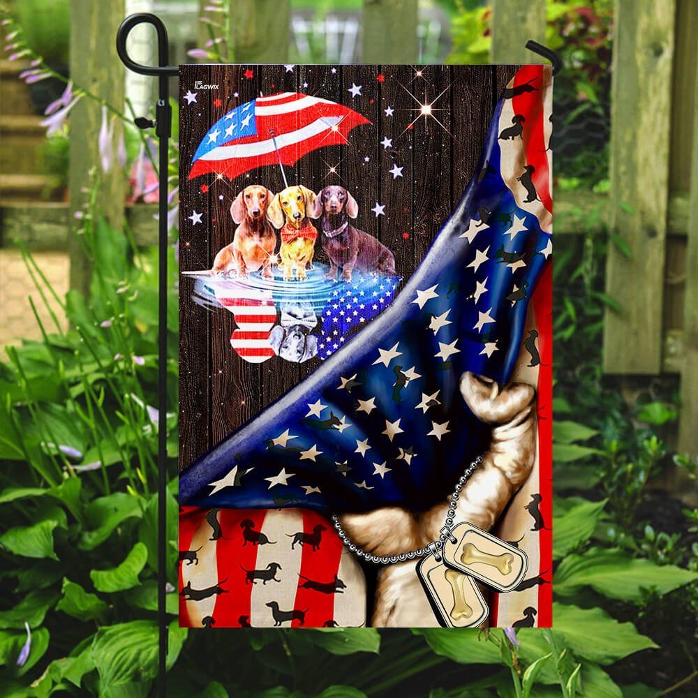 Happy Dachshund 4th of July Flag