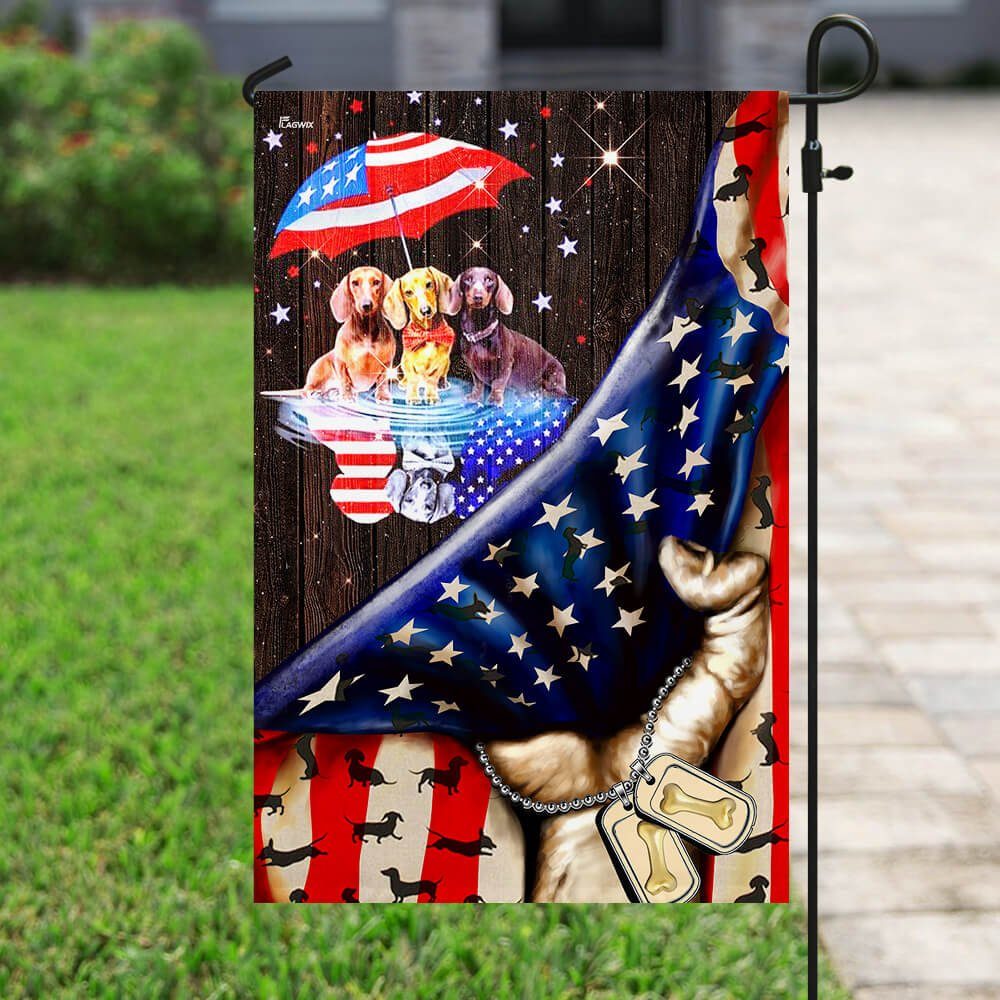 Happy Dachshund 4th of July Flag