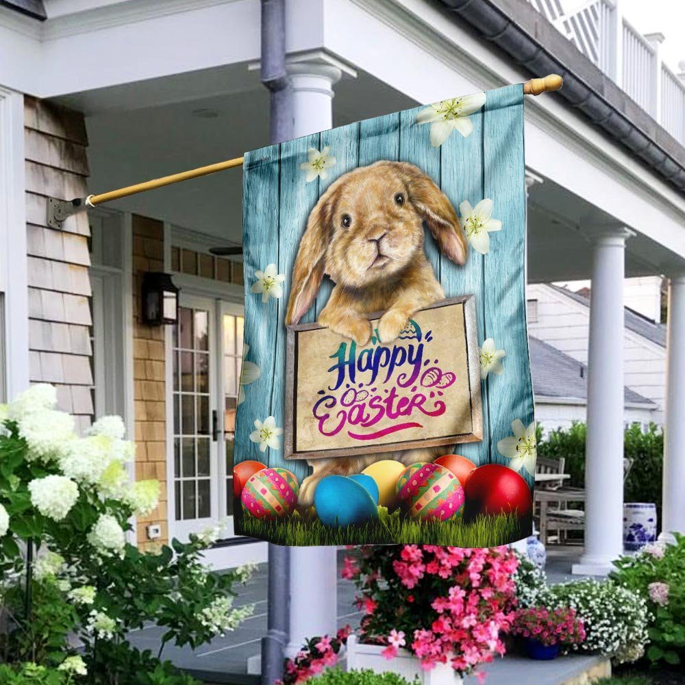 Happy Easter Bunny Eggs Flag