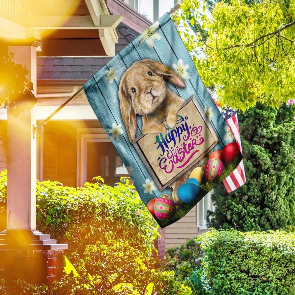 Happy Easter Bunny Eggs Flag