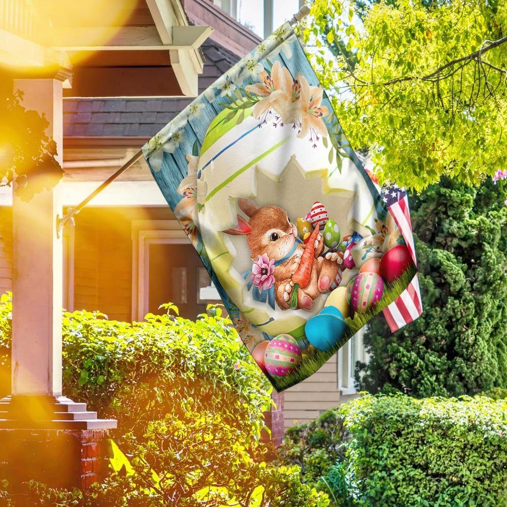 Happy Easter Bunny Eggs Flag