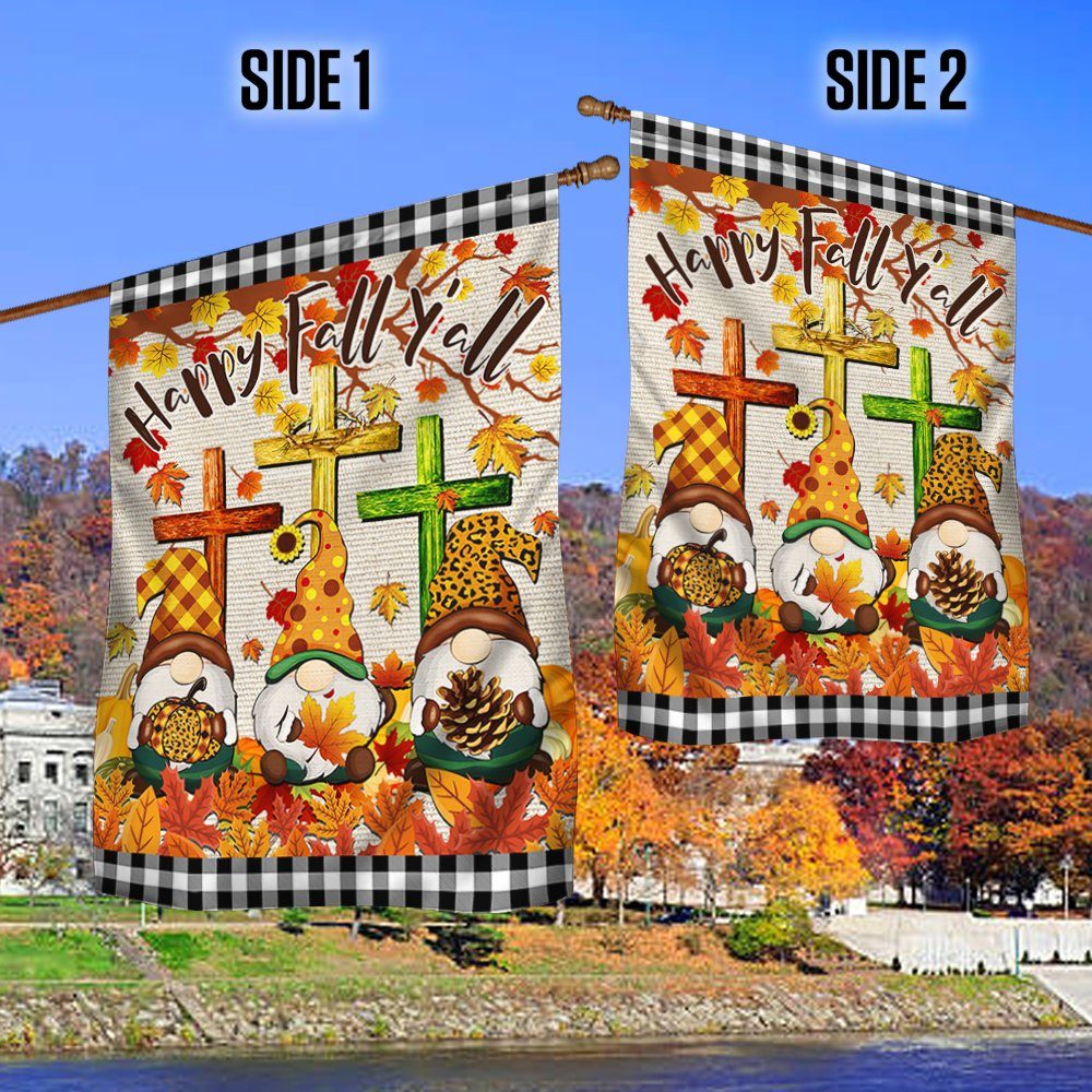 Happy Fall Y’All Gnomes Thanksgiving Halloween Flag TPT304Fv1