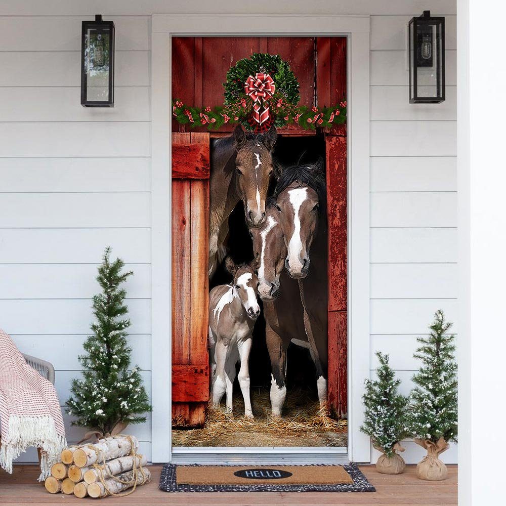 Happy Family Horse Door Cover