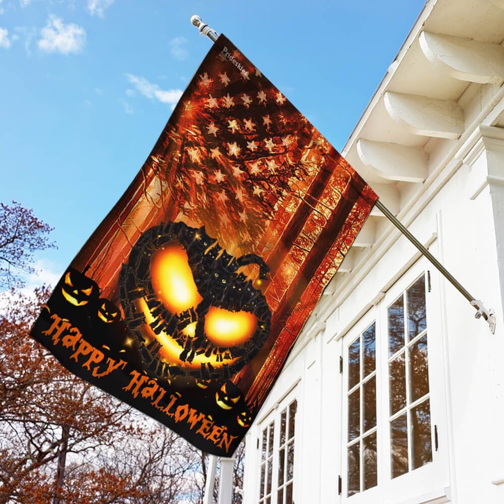 Happy Halloween. Black Cats Flag