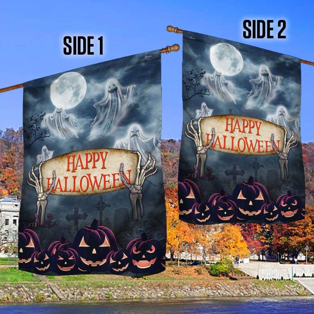 Happy Halloween Flag Scary Ghost Jack-O-Lantern TQN436F