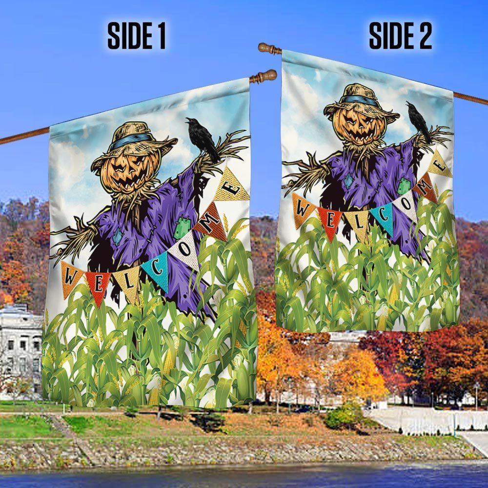 Happy Harvest Scarecrow Flag Welcome LNT568F