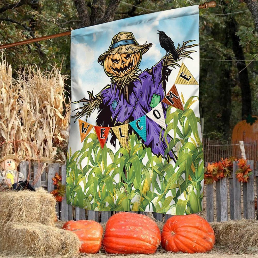 Happy Harvest Scarecrow Flag Welcome LNT568F