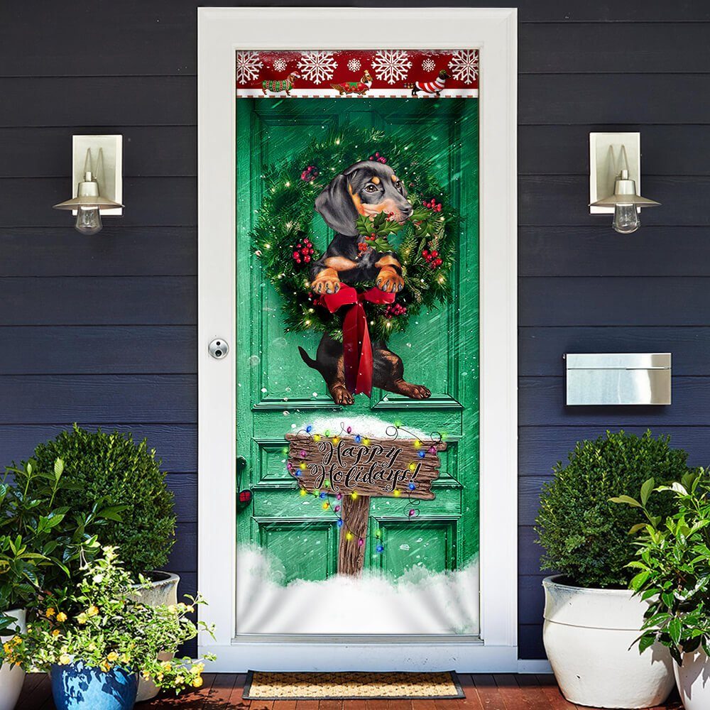 Happy Holiday Dachshund Door Cover