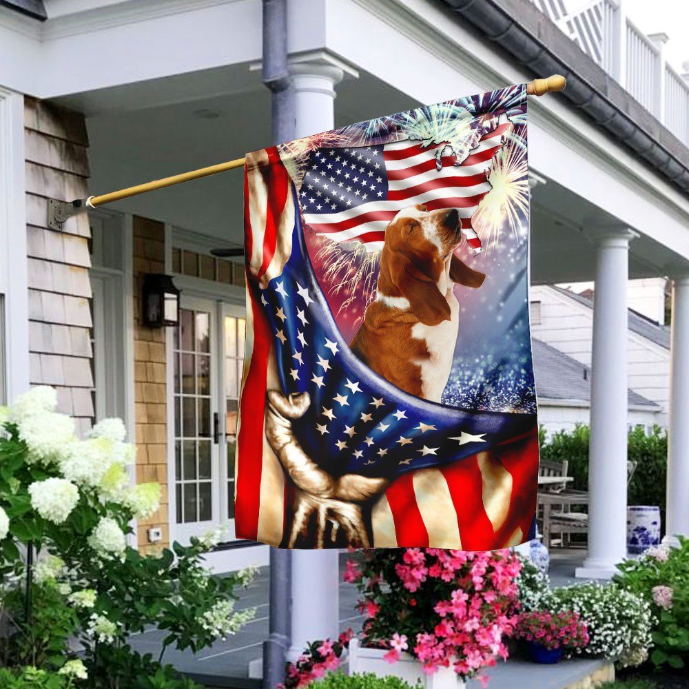 Happy Independence Day Basset Hound Flag
