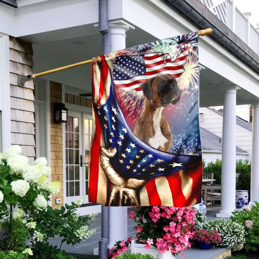 Happy Independence Day Brindle Boxer Flag