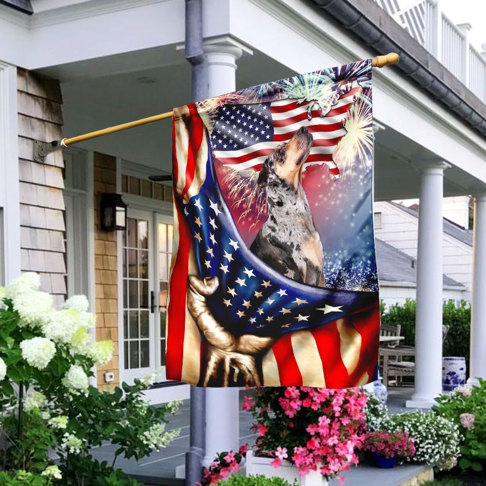 Happy Independence Day Catahoula Leopard Dog Flag