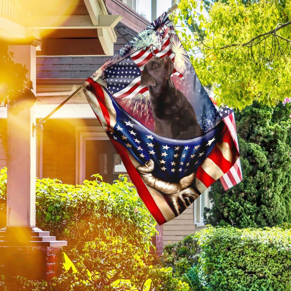 Happy Independence Day Chocolate Labrador Retriever Flag