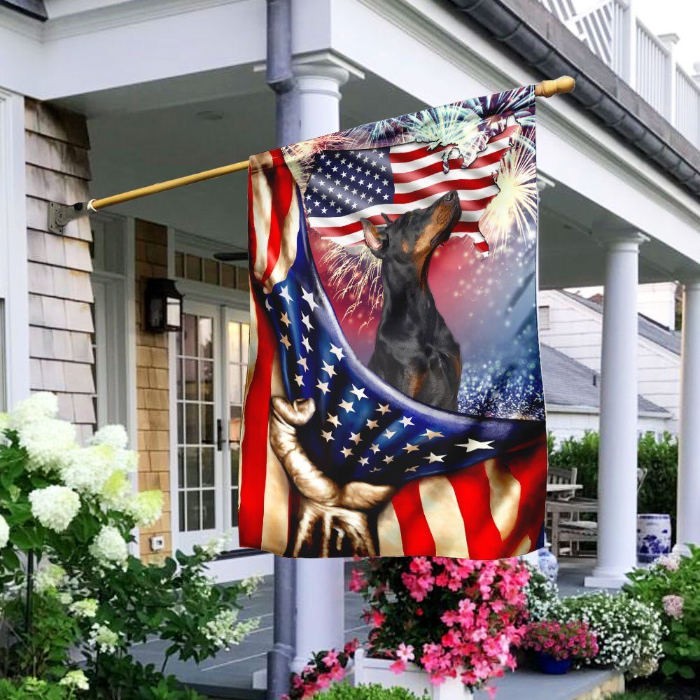 Happy Independence Day Doberman Flag