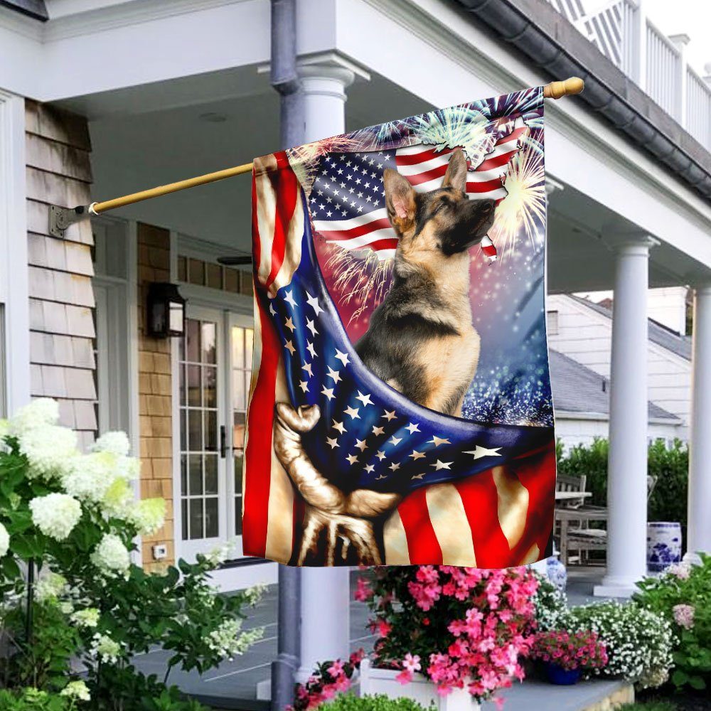Happy Independence Day German Shepherd Flag