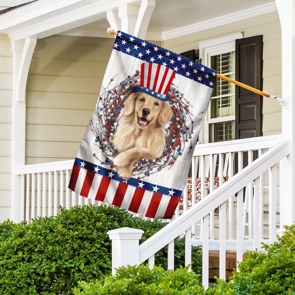 Happy Independence Day Golden Retriever Flag