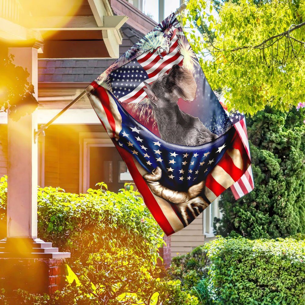 Happy Independence Day Miniature Schnauzer Flag