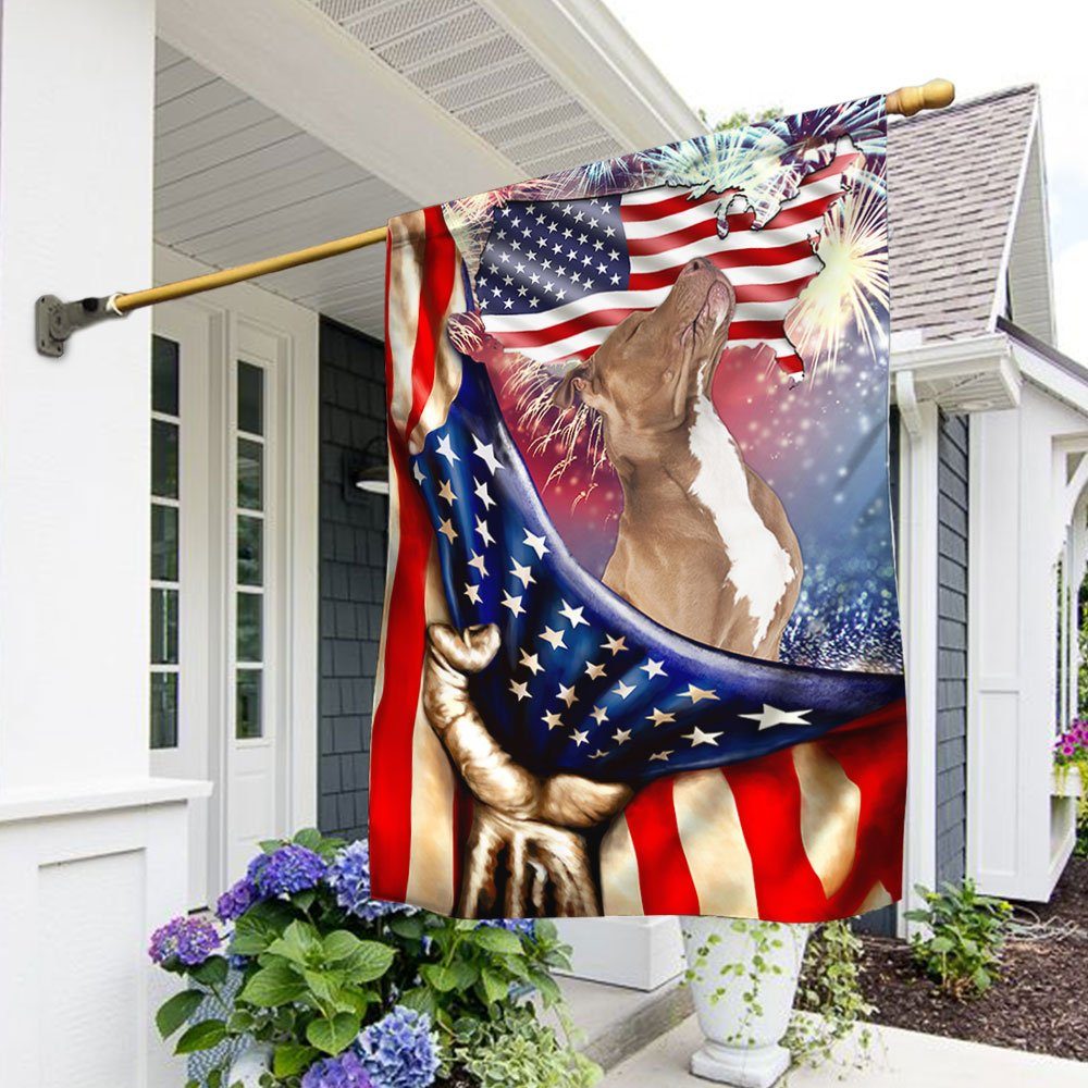 Happy Independence Day Pitbull Flag BNL106Fv22