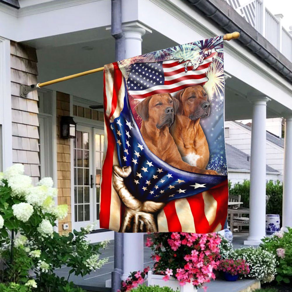 Happy Independence Day Rhodesian Ridgeback Dogs Flag ANL106Fv41