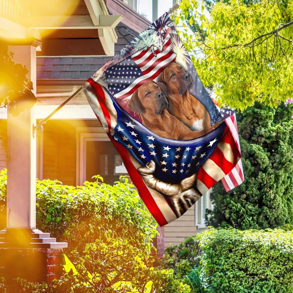 Happy Independence Day Rhodesian Ridgeback Dogs Flag ANL106Fv41