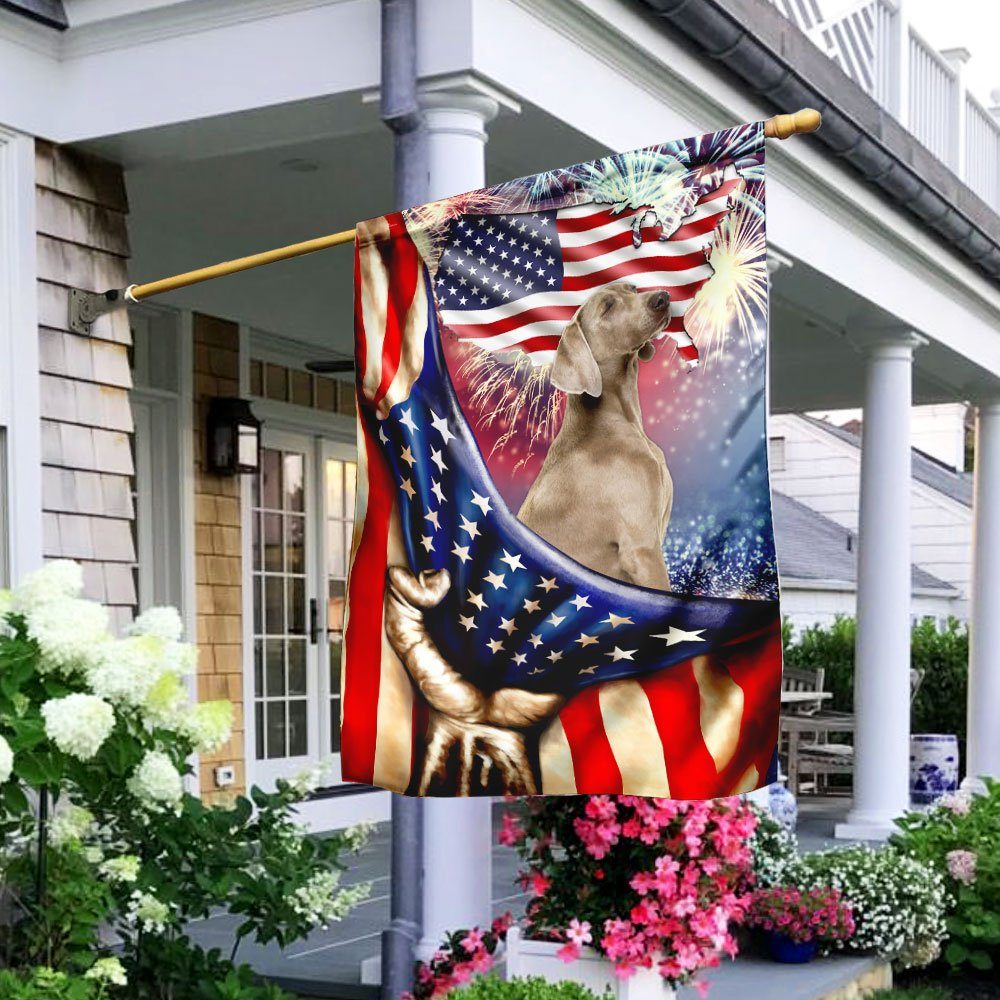 Happy Independence Day Weimaraner Flag