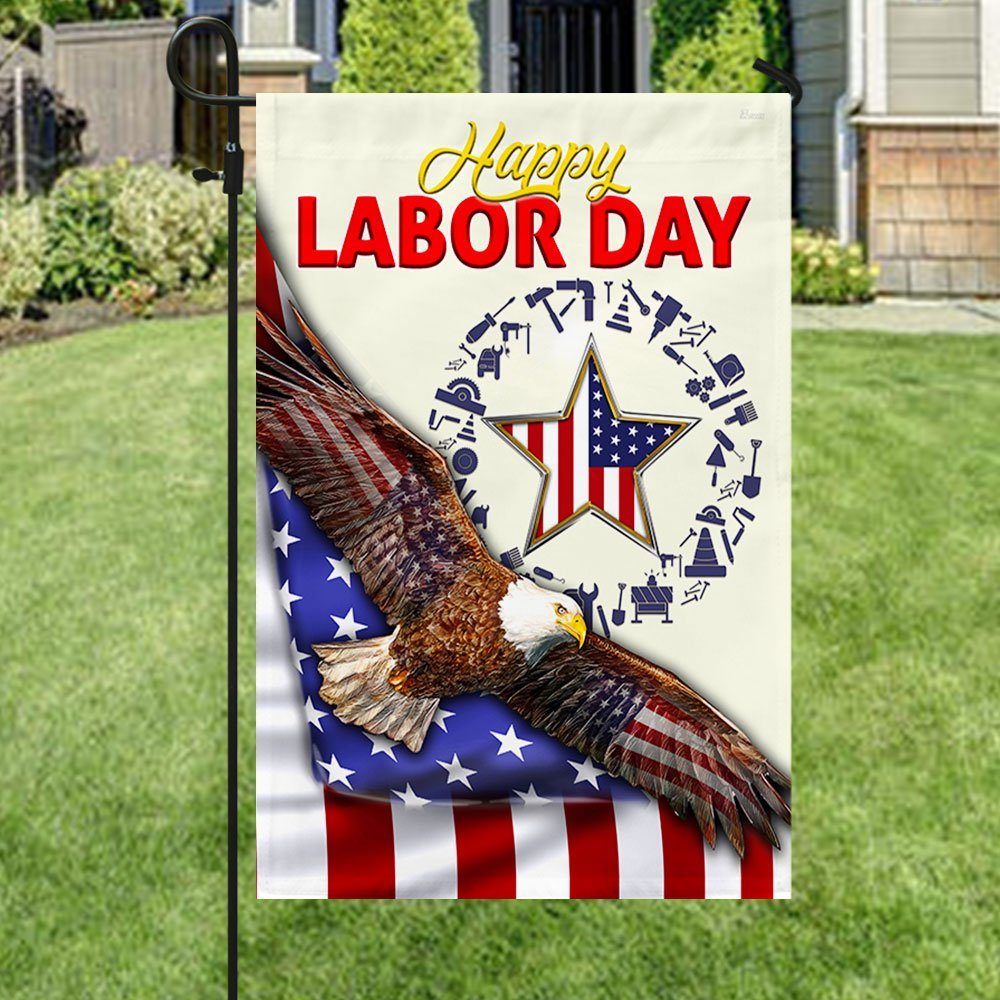 Happy Labor Day Flag American Eagle BNN308F Happy Labor Day Flag American Eagle BNN308F