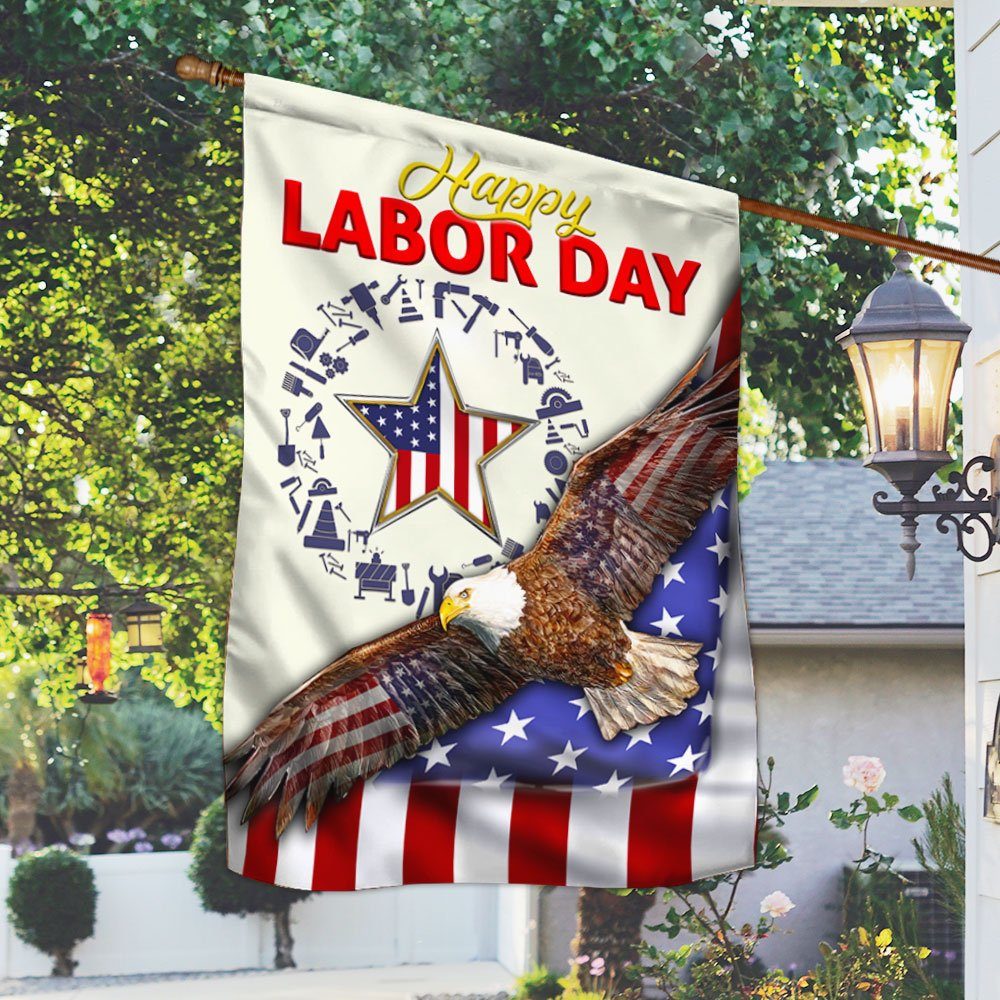 Happy Labor Day Flag American Eagle BNN308F Happy Labor Day Flag American Eagle BNN308F