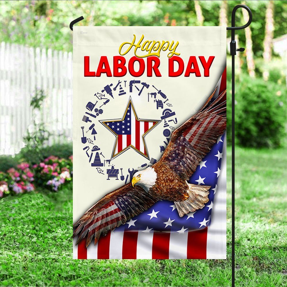 Happy Labor Day Flag American Eagle BNN308F Happy Labor Day Flag American Eagle BNN308F