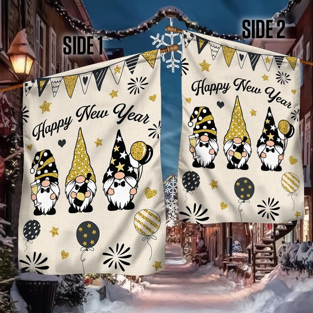 Happy New Year Gnomes Flag TQN777F