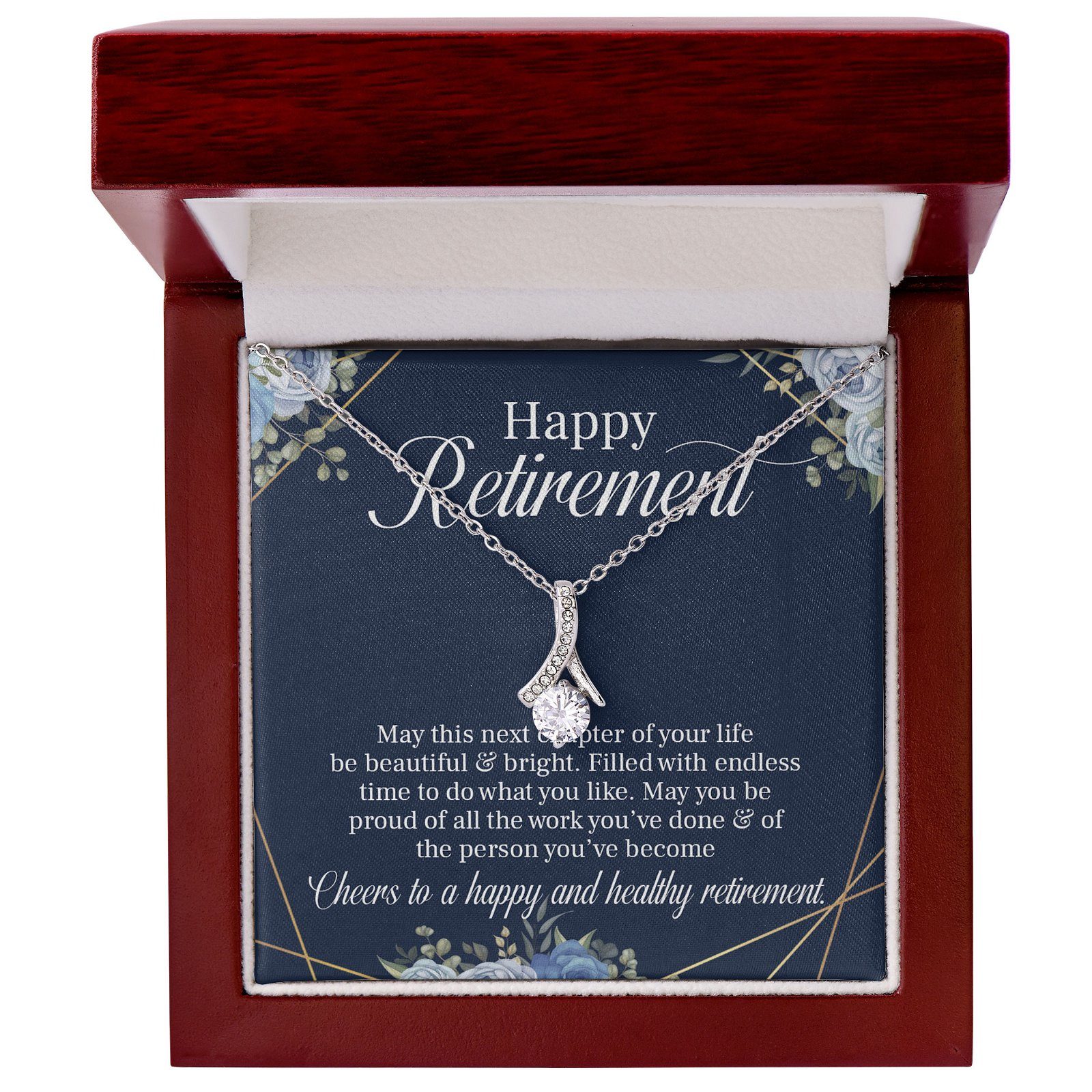 Happy Retirement Necklace, Retirement Gifts For Women, Retirement Gift Necklace, Retirement Necklace For Colleagues TQN643NL