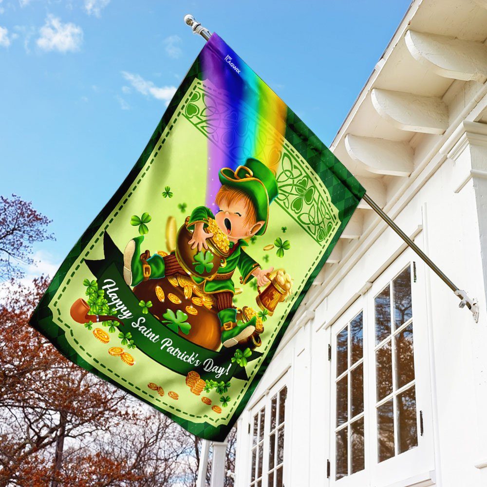 Happy Saint Patrick's Day Leprechaun v1 Flag