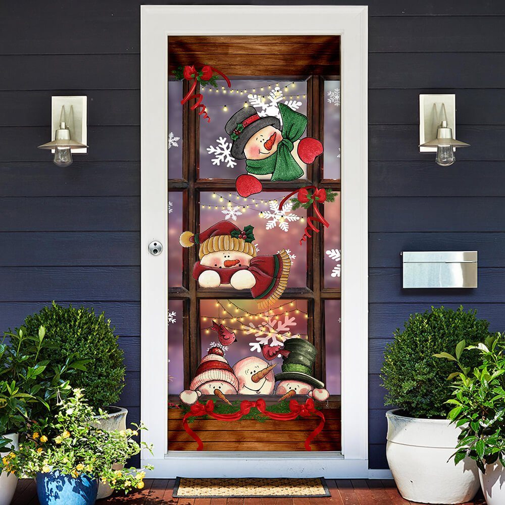 Happy Three Snowmen Door Cover