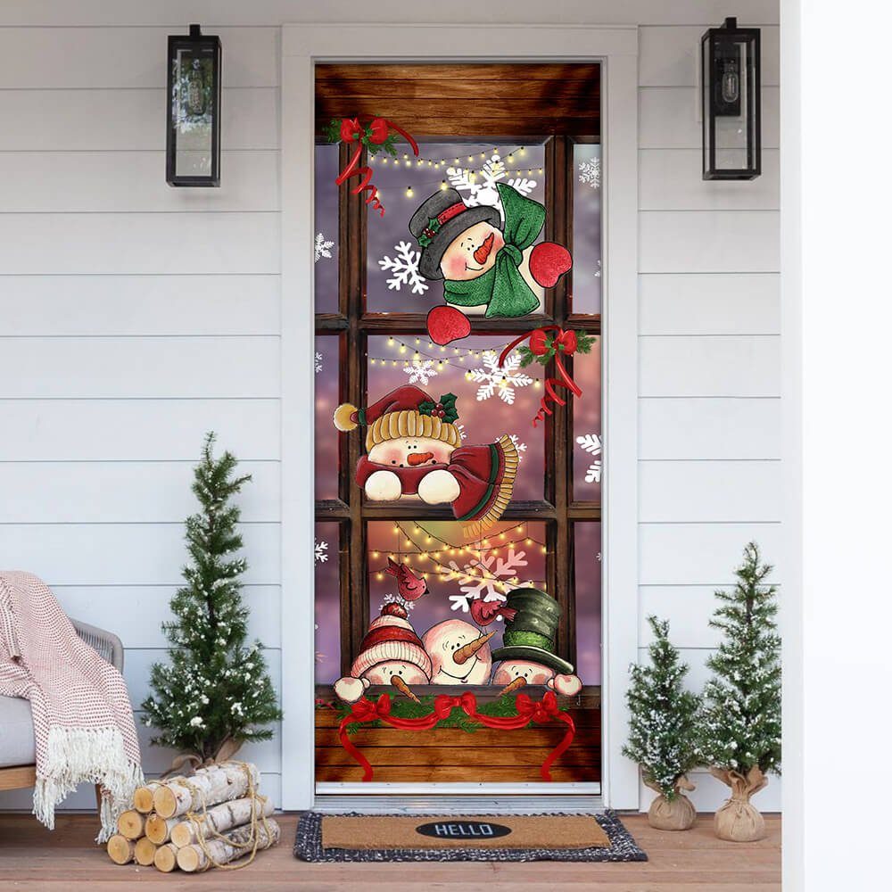 Happy Three Snowmen Door Cover