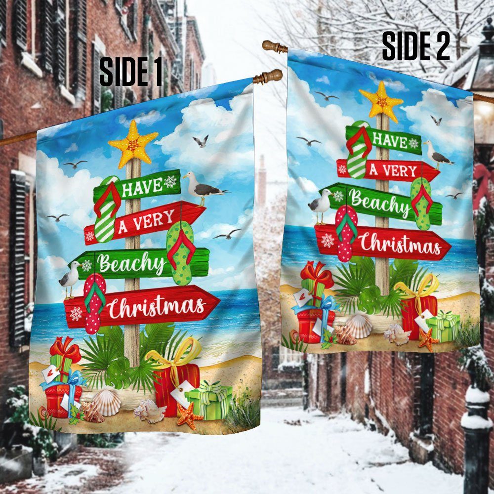 Have A Very Beachy Christmas Flip-Flops Beach Christmas Tree Flag BNN716F