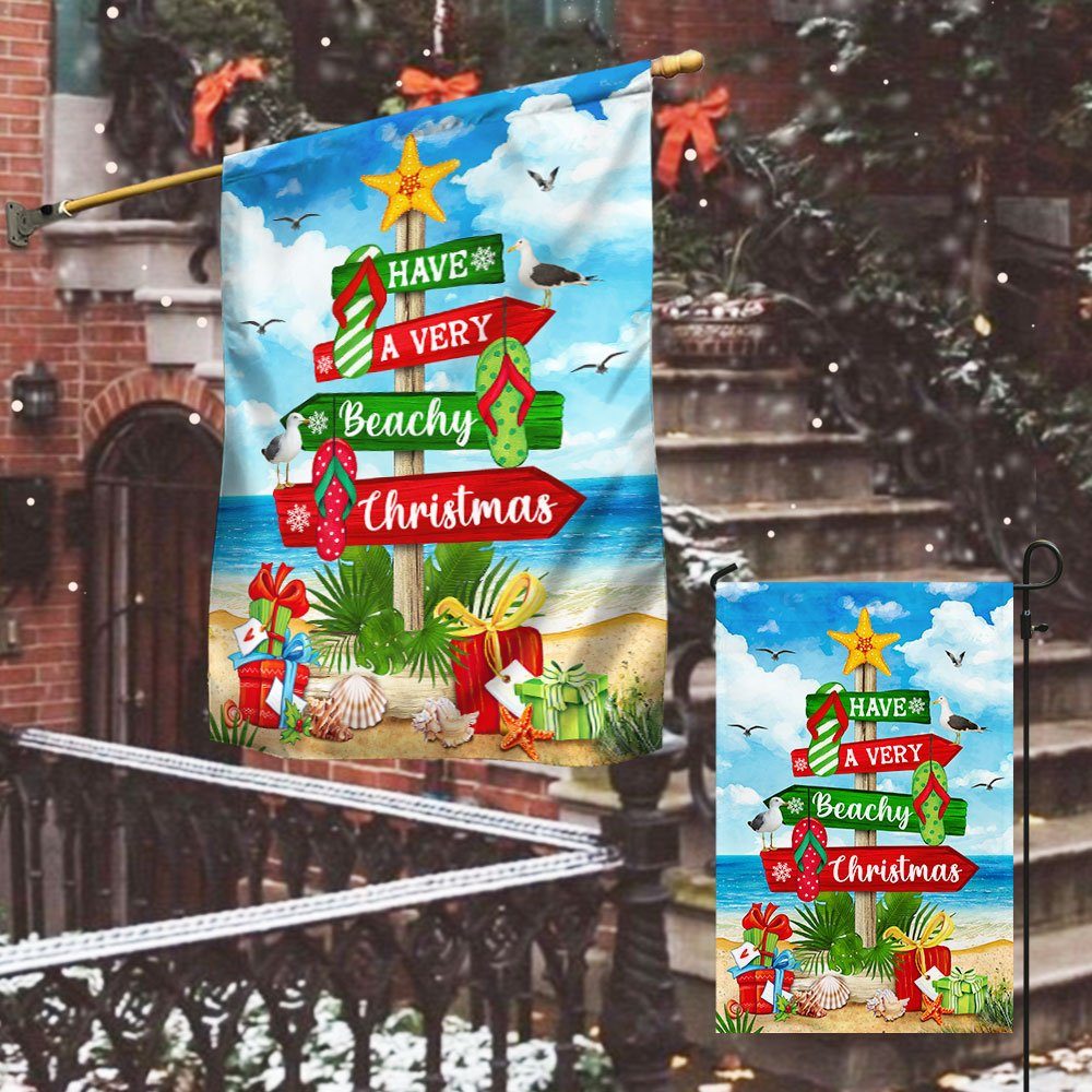 Have A Very Beachy Christmas Flip-Flops Beach Christmas Tree Flag BNN716F