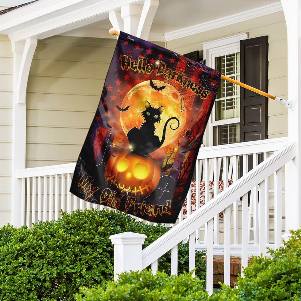 Hello Darkness Cat Halloween Flag Hello Darkness Cat Halloween Flag